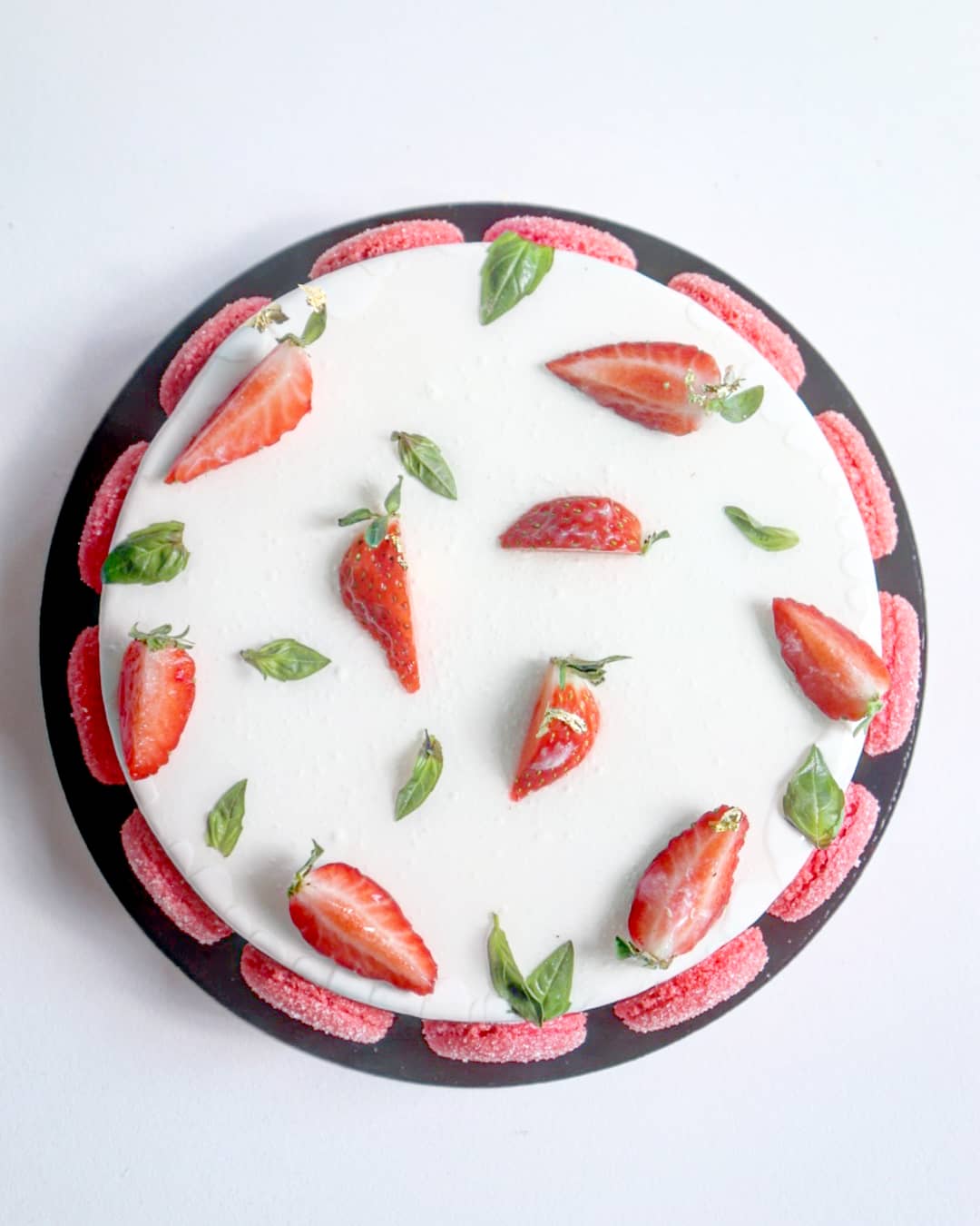 entremet fraise basilic