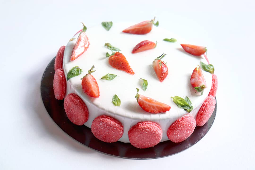 entremet fraise basilic