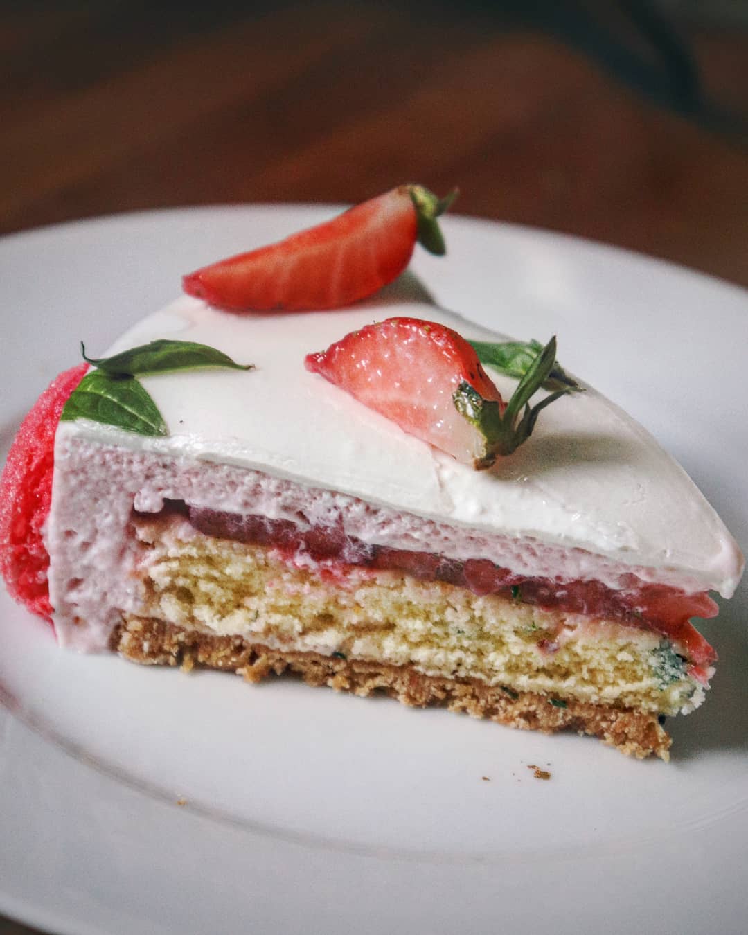 entremet fraise basilic