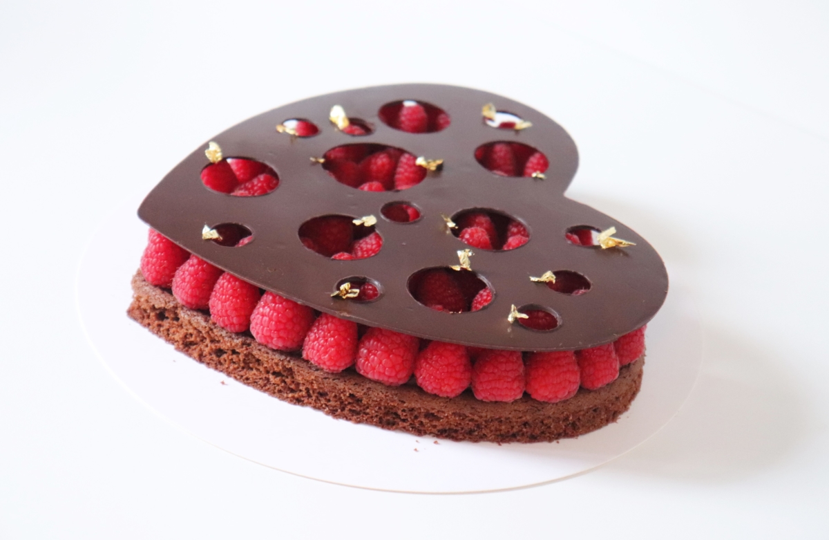 Tarte Saint-Valentin chocolat framboise - Recette Olivia Pâtisse